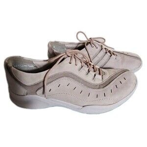 Clarks Wave  Beige Tan Nubuck Leather Oxford Walking Shoes Women's US Size 7.5